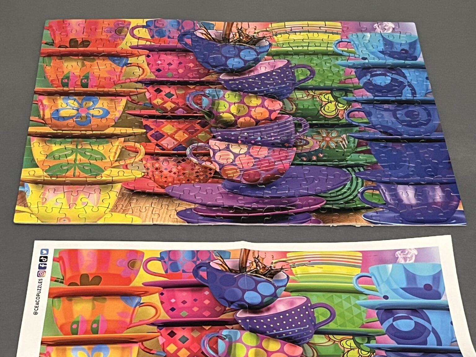 Teacups - 1000pc Puzzle By Galison. This Puzzle Features A Regency Core Style Mix Of Vibrant Teacups, With Patterns And Details! #jigsawpuzzle # Jigsaw #galisonpuzzles #puzzles #puzzlesnz #thejigstore